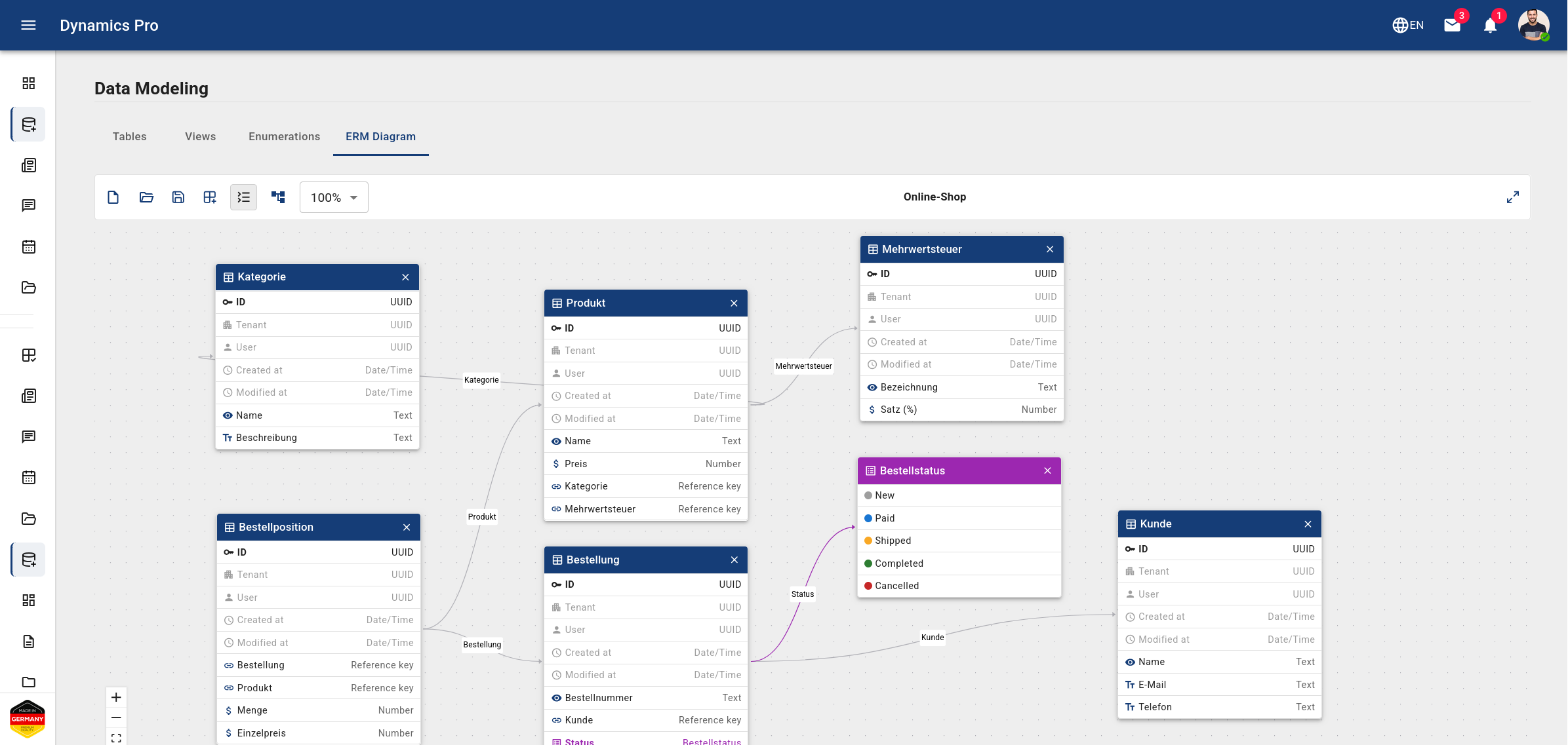 Dynamics Pro: ERM-Datenmodellierung